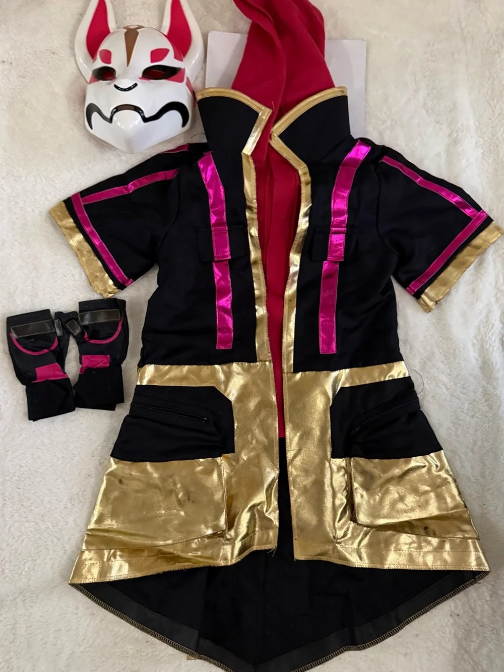 Spirit Fortnite Drift Youth Masked Costume - White, Pink, Gold, Black